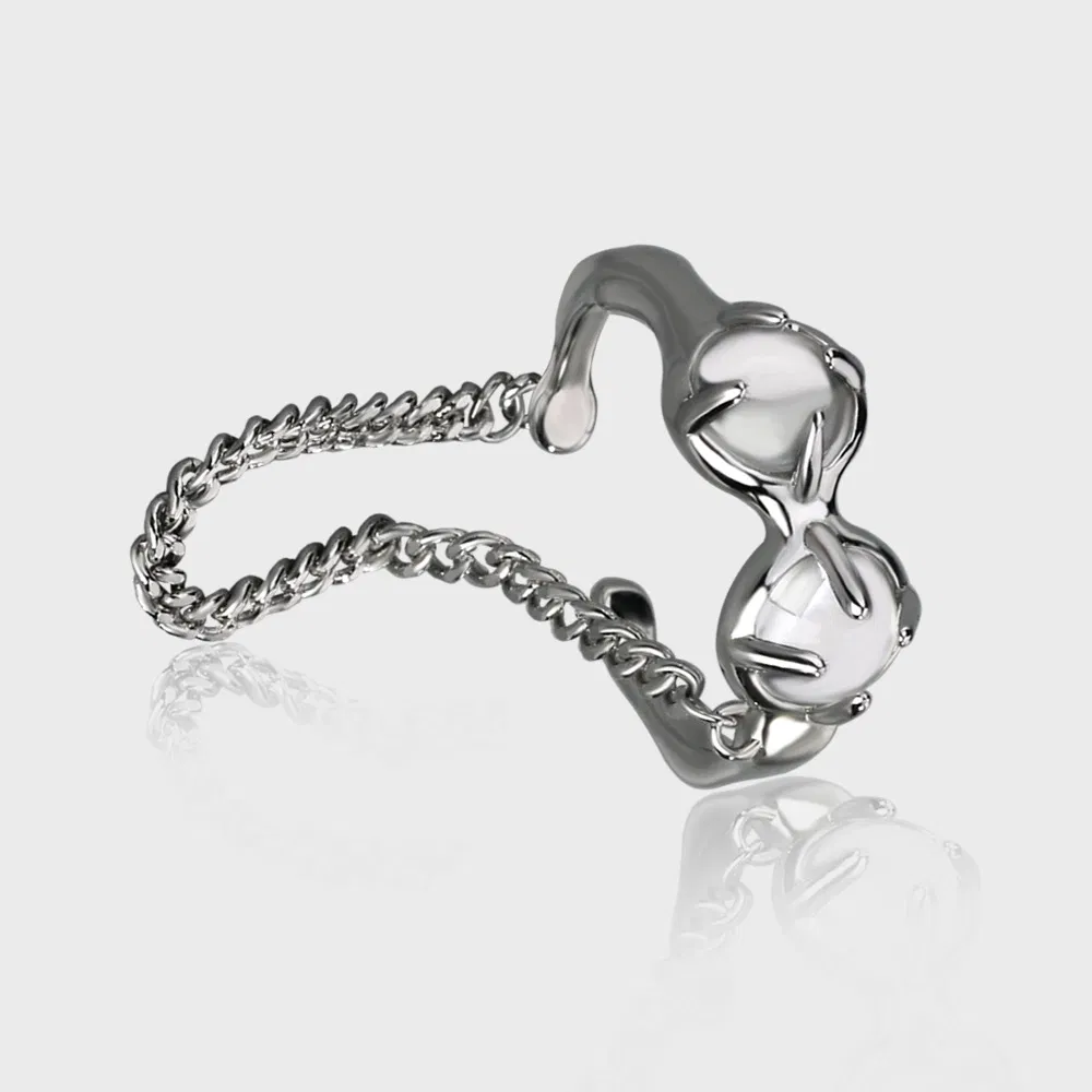 Kleines Design, hochwertiger eingelesterter Kristallkette Ins Cool Wind Ring
