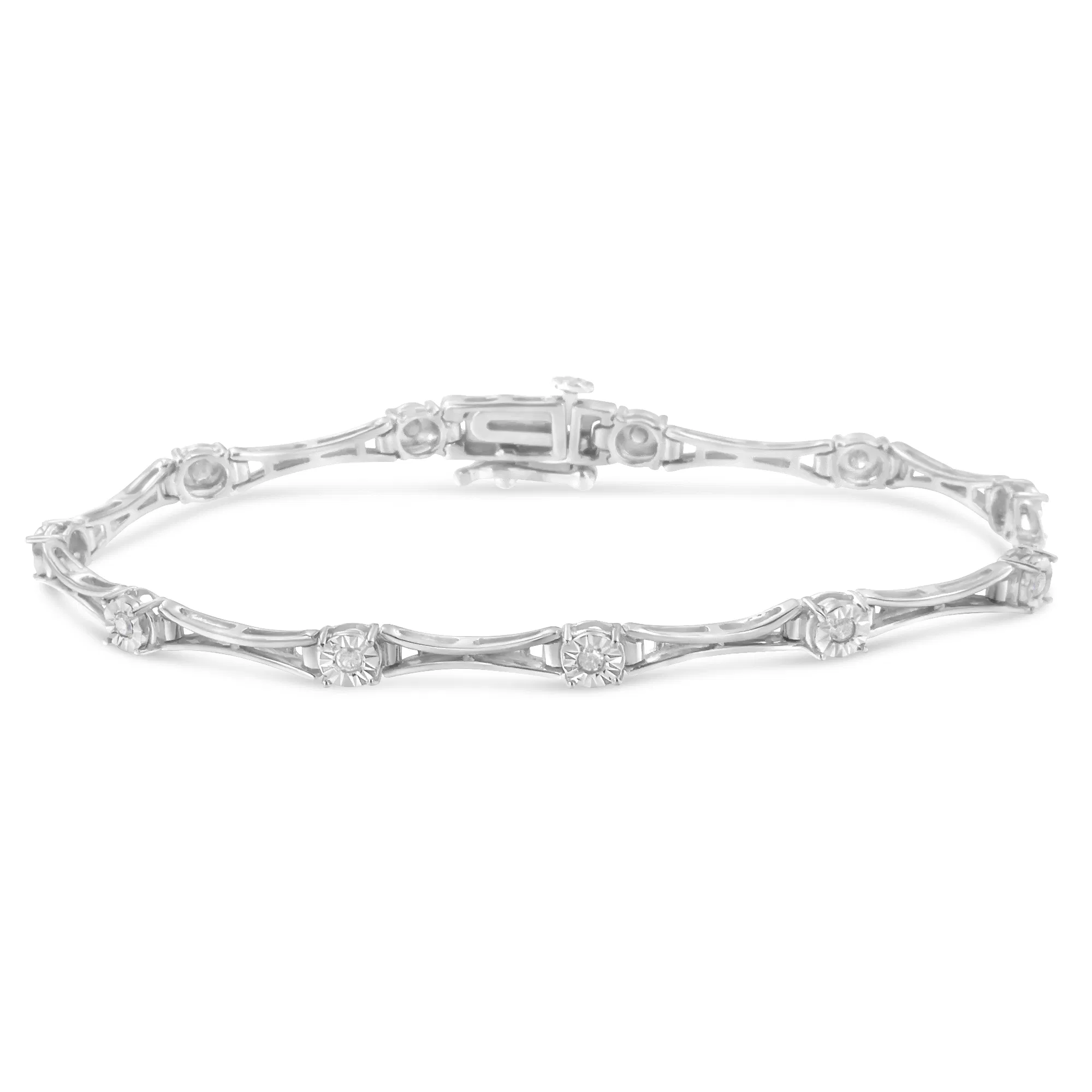 .925 Sterling Silber 1 / 4 Cttw Diamant Wunder-Set Flared-Bar 7