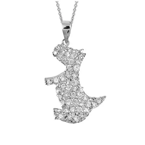 Sterling Silber Designer-Inspired CZ Scottie Hund Anhänger
