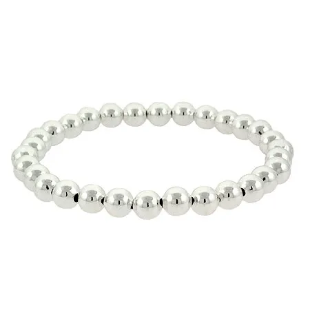 Sterling Silber Round 6mm Perlen Stretch Armband