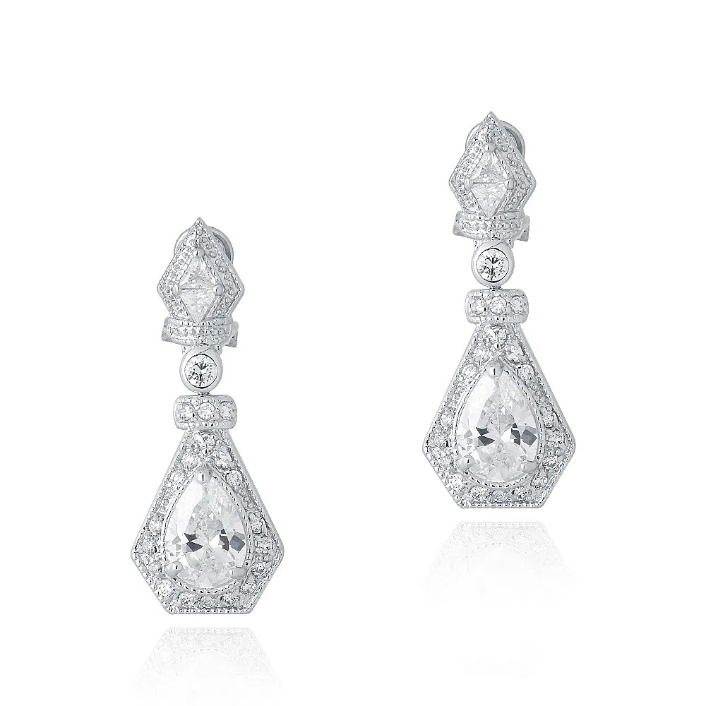 Sterling Silber CZ Geometrische Immobilien Dangle Ohrringe