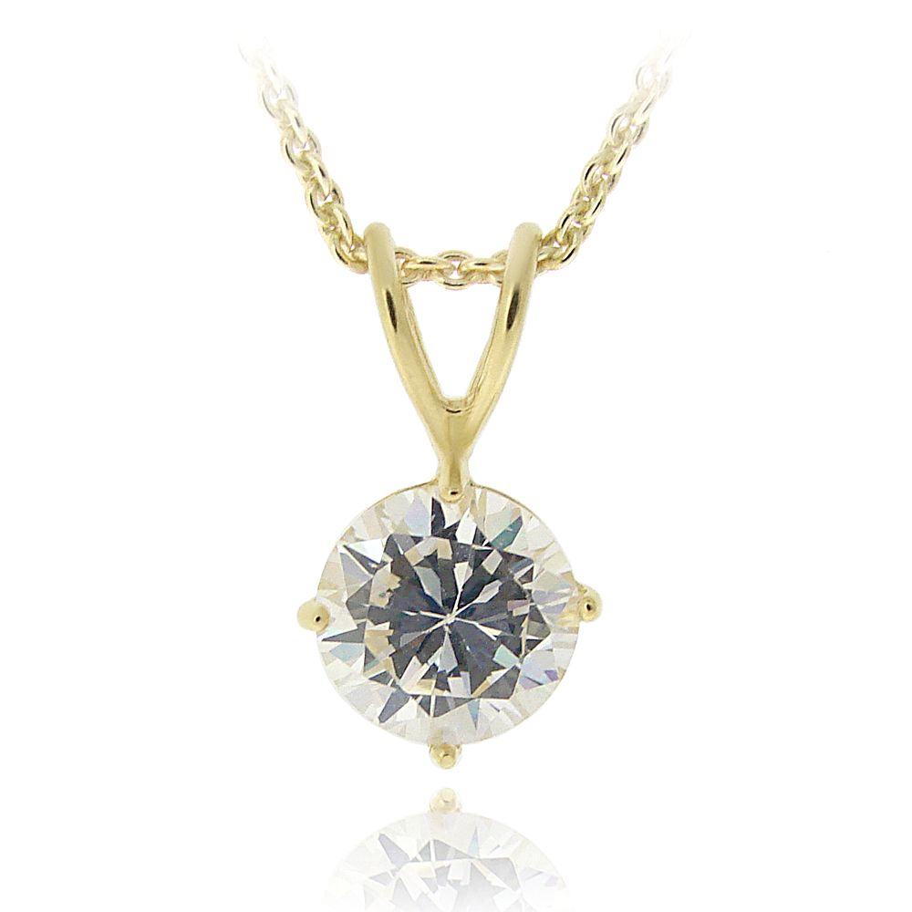 18 Karat Goldplatte 1,25ct CZ Round Solitaire Kette, 7mm