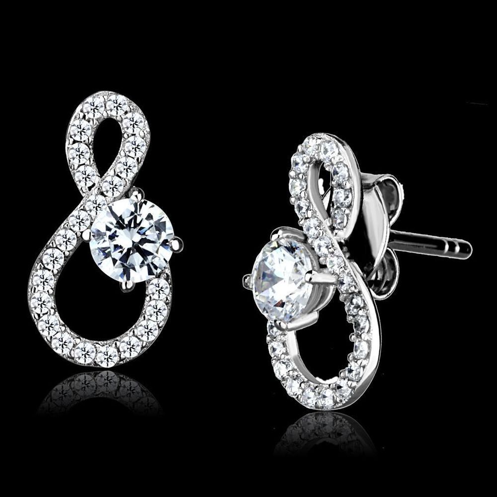 TS529 - Rhodium 925 Sterling-Silber - Ohrringe mit AAA-Klasse CZ in Clear