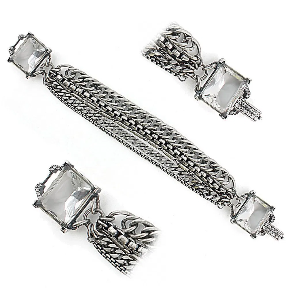 LO1276 - Antike Silber-Messing - Armband mit Synthetisch-Synthetisch - Glas in Clear