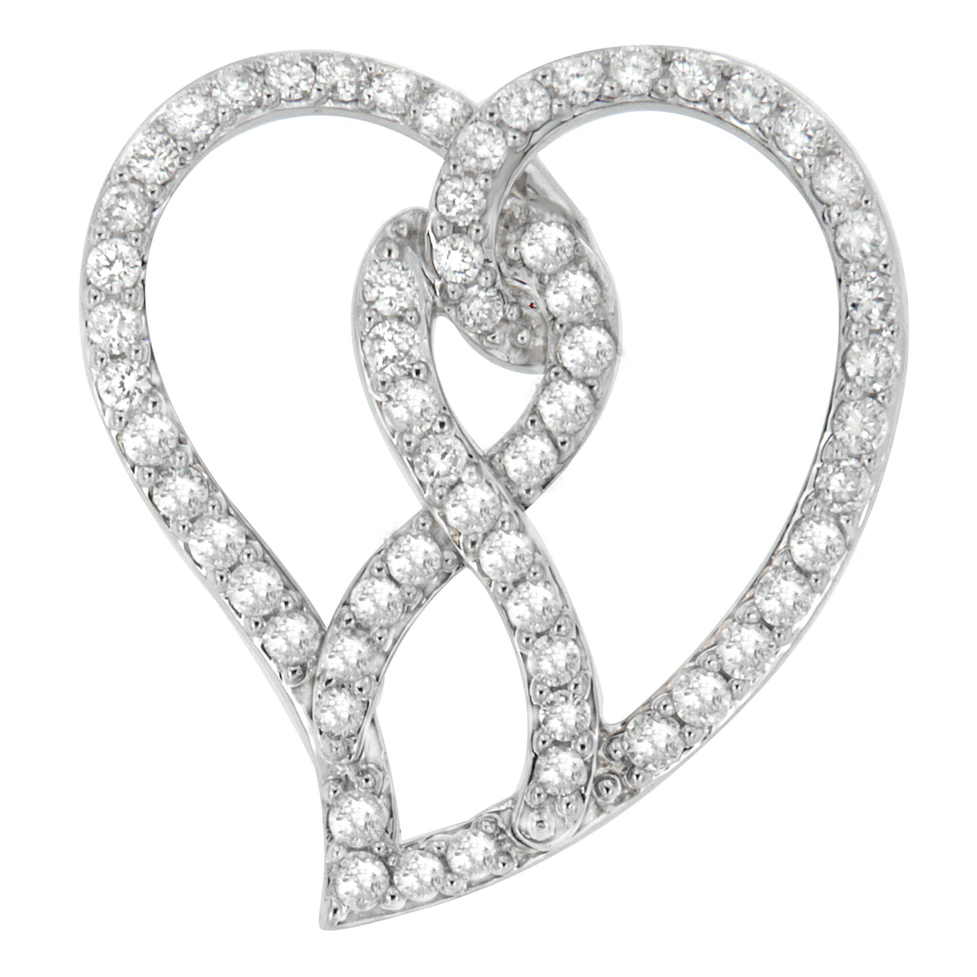 14 Karat Weißgold 1.0 Cttw Weißdiamant Awareness Ribbon & Open Heart 18