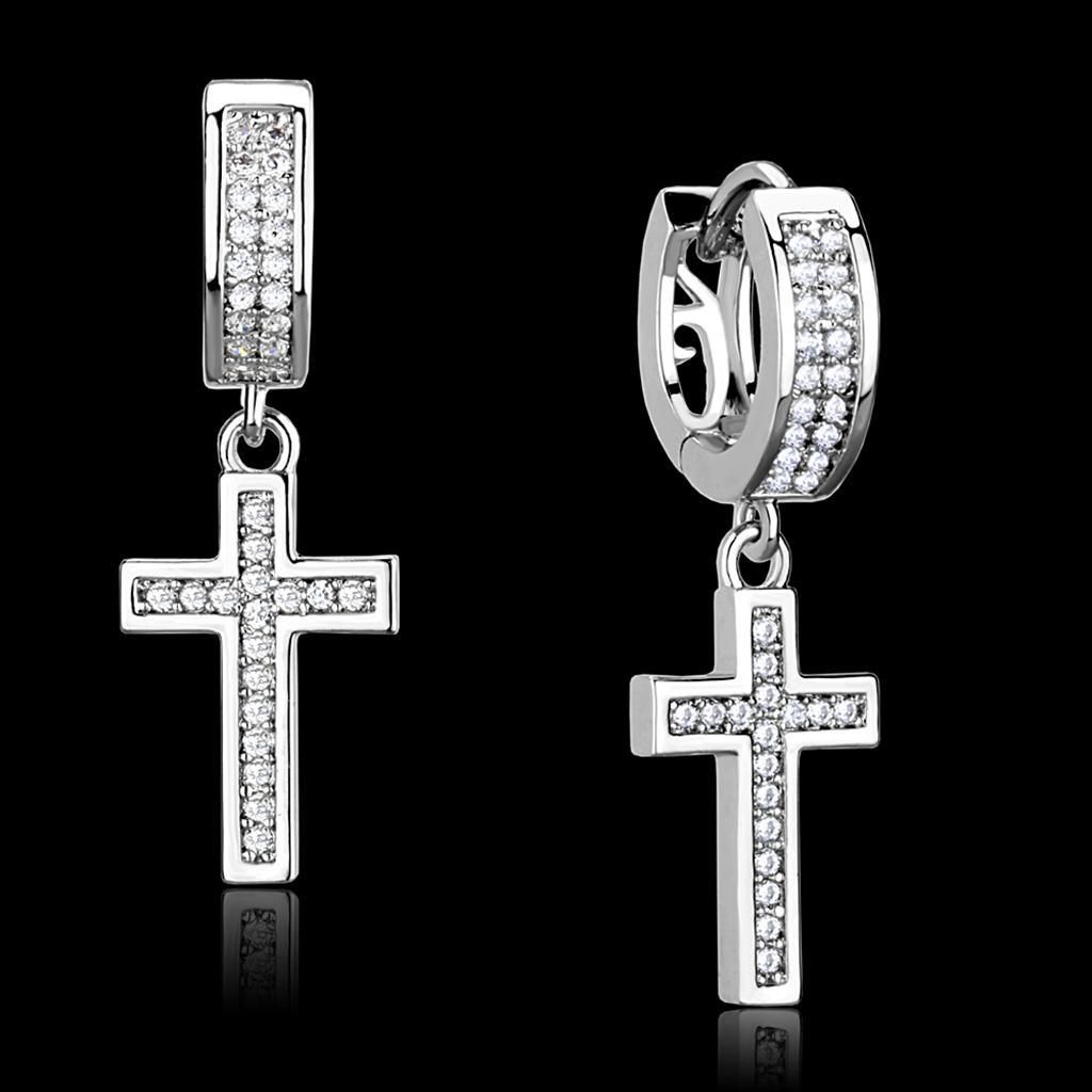 TS295 - Rhodium 925 Sterling Silber Ohrringe mit AAA-Klasse CZ in Clear