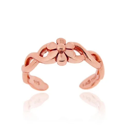 18 Karat Rose Gold über Sterling Silber geflochten Daisy Flower Toe Ring