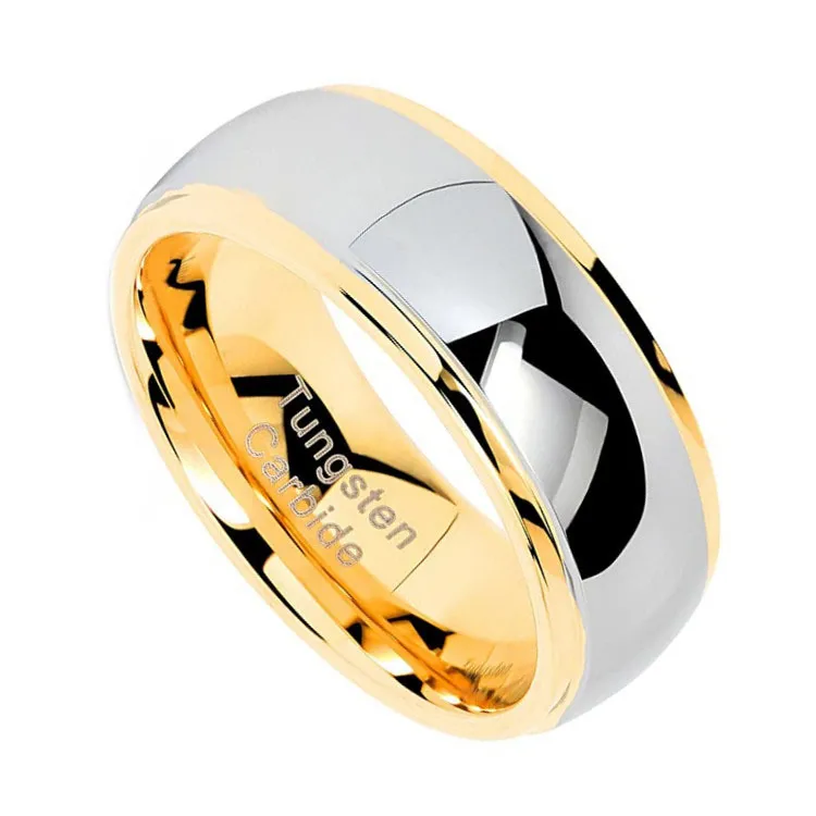Mode Tungsten-Stahl - Ring gebogen Linie Gold