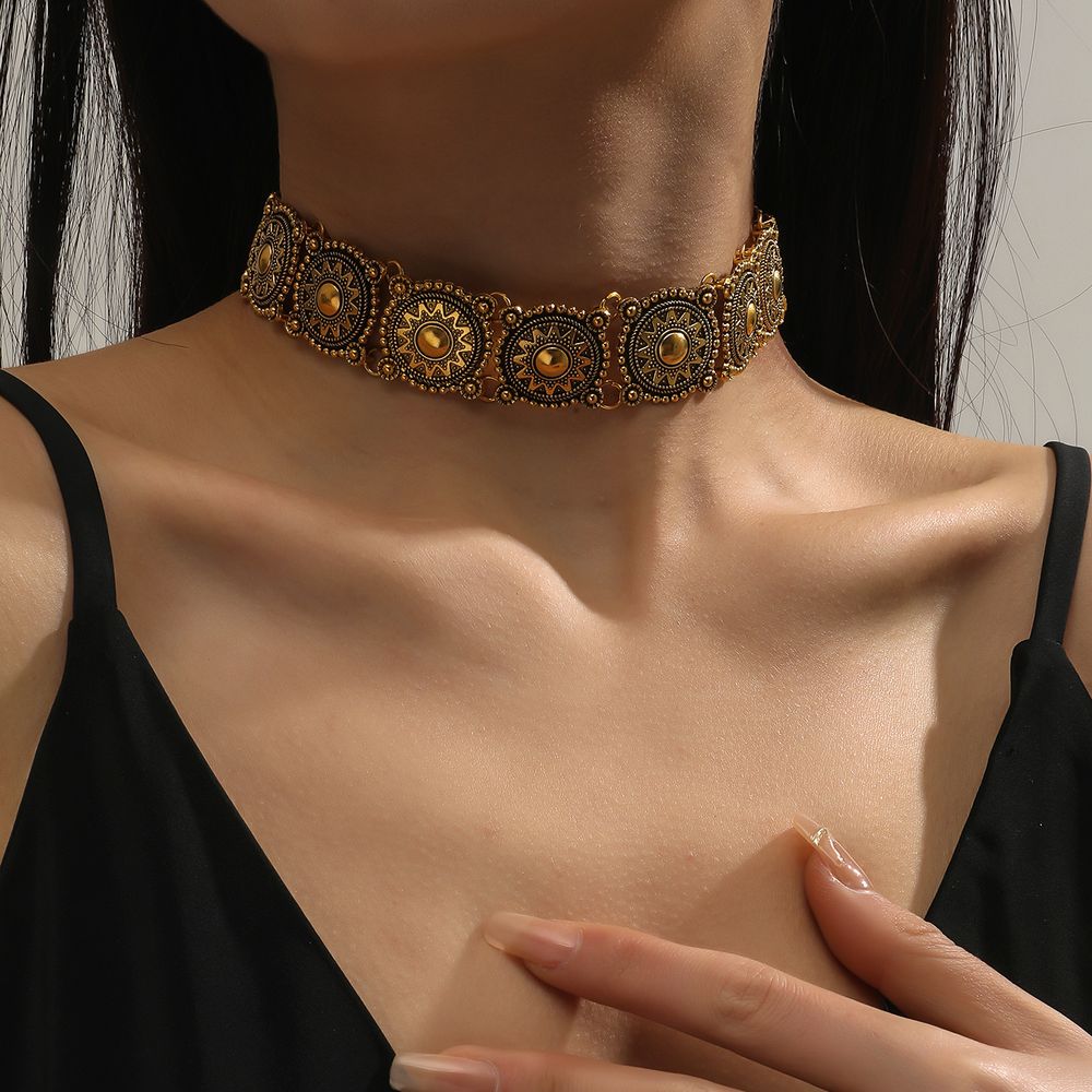 Persönlichkeit Boho Golden Choker Halskette Frauen 22K Gold Plated Hals Dekoration