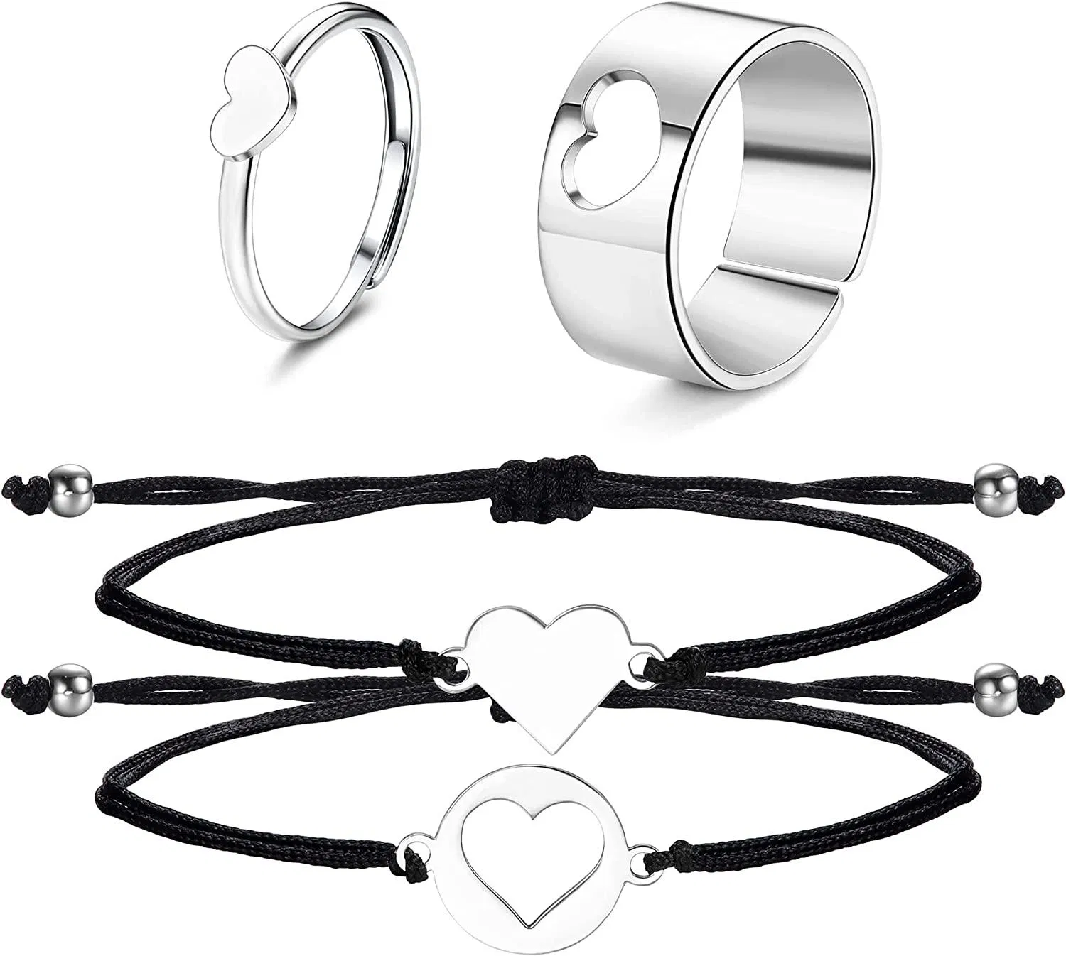 Seil geflochtenes Paar Armbänder einstellbares Paar Ringe Sonne und Mond Ringe Passendes Armband Valentinstag Geschenk für Freund Freund Freund Frau Männer Ihn und Sie
