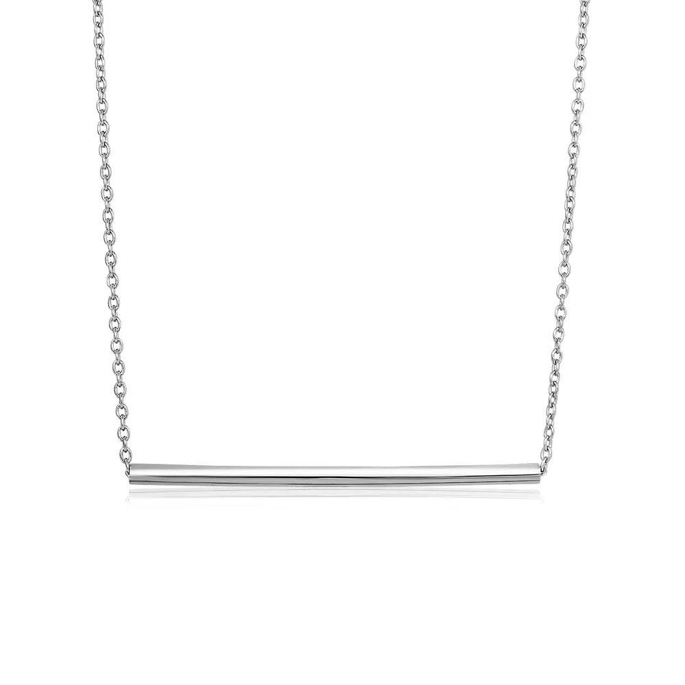 Sterling Silber Poliert Straight Bar Halskette