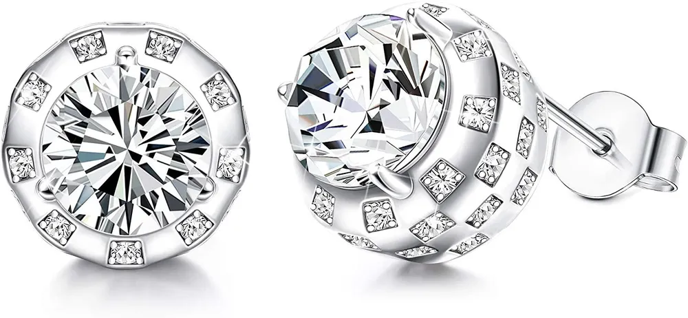 Round Halo Stud Ohrringe CZ Stud Ohrringe Weißgold Plating Cubic Zirkonia Stud Ohrringe Für Männer Frauen Schmuck Geschenk