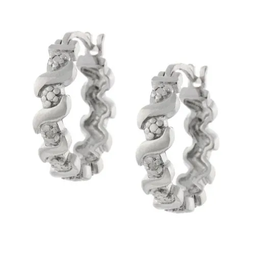 Sterling Silber Diamant Akzent Twist Design Hoop Ohrringe