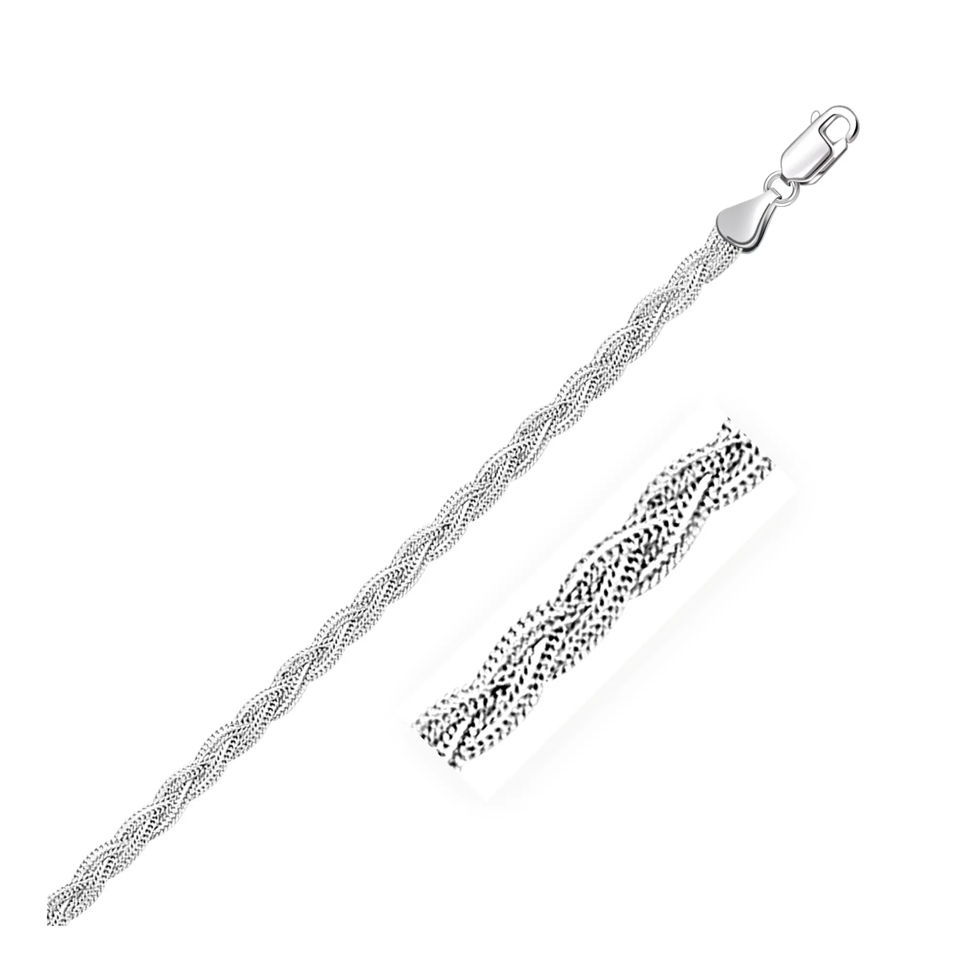 3,5 mm 14 Karat Weißgold Geflecht Armband