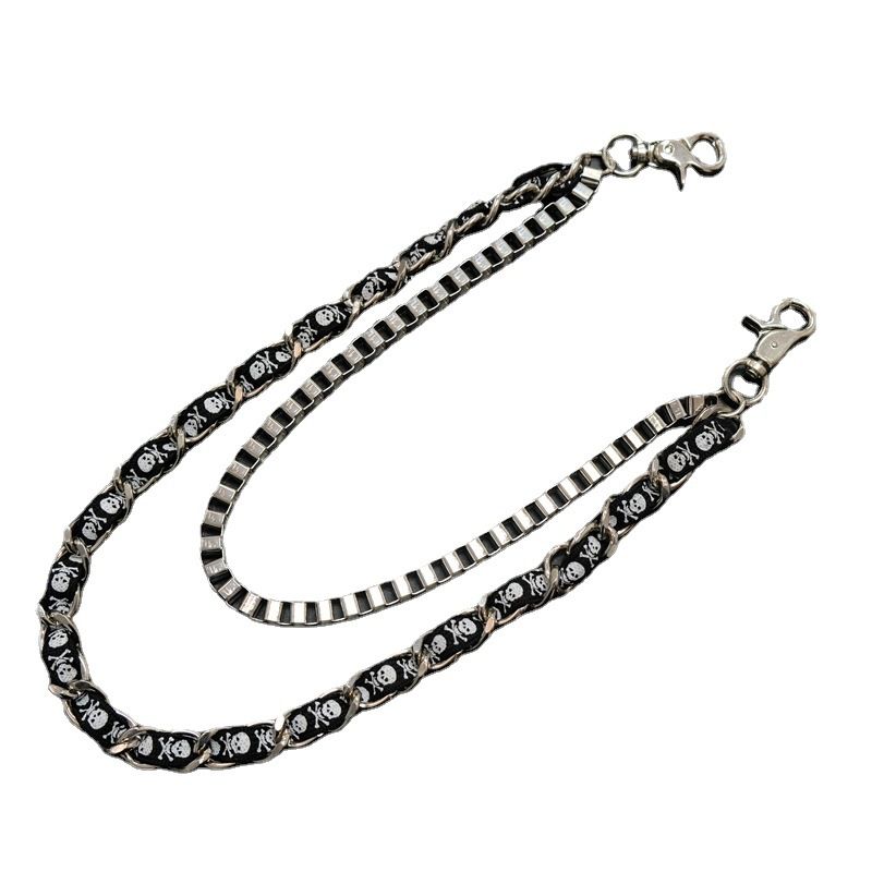 Stoff Panel Skull Print Doppel Taille Kette
