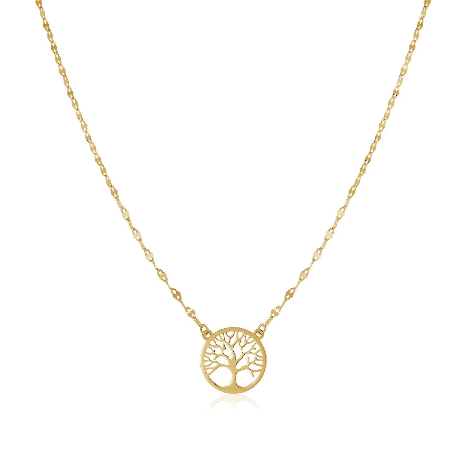 14 Karat gelbes Gold Baum des Lebens Halskette