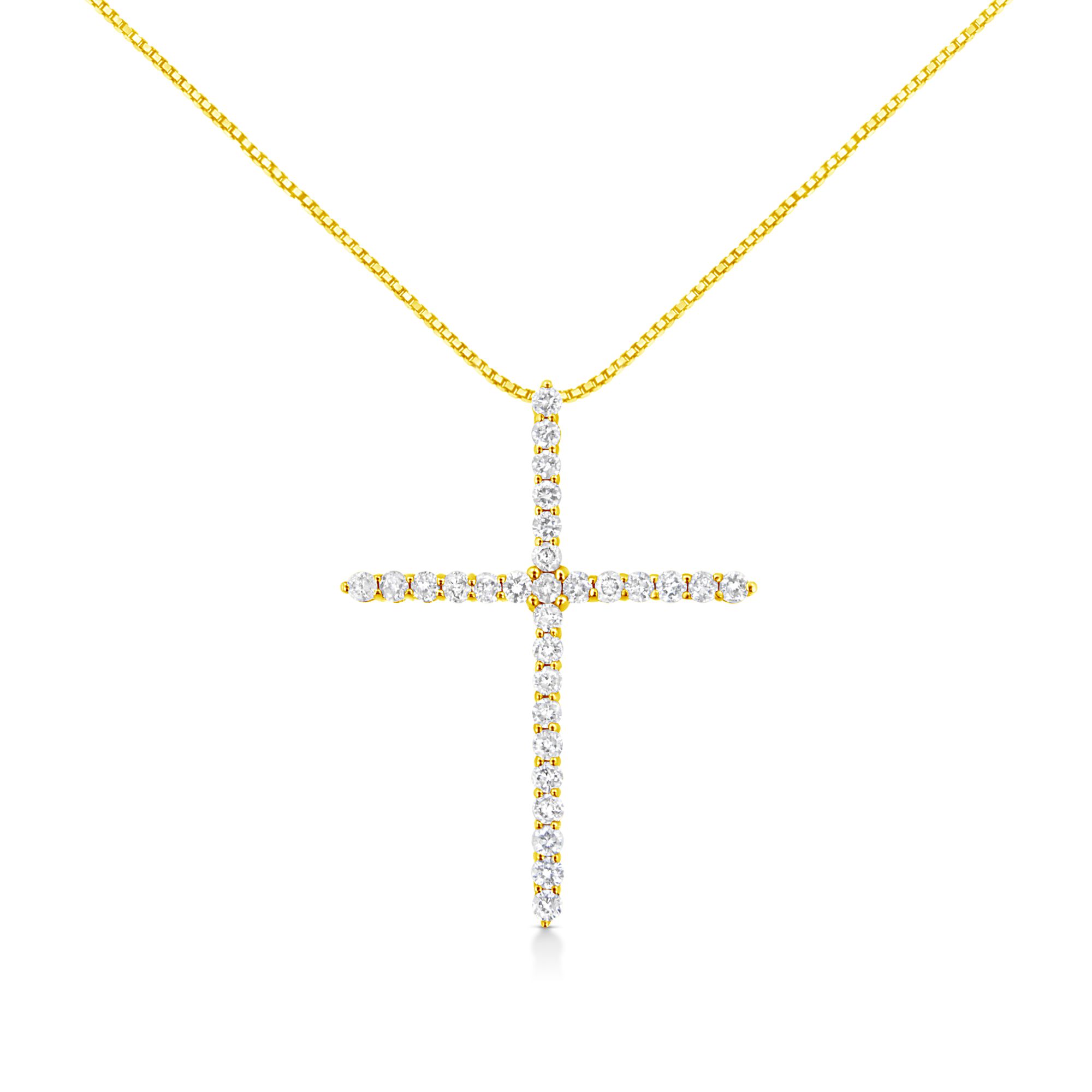 10 Karat Gelbgold 3.00 cttw Round-Cut Diamond Cross 18