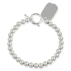 Sterling Silver Beaded Toggle Bracelet Tag Charm