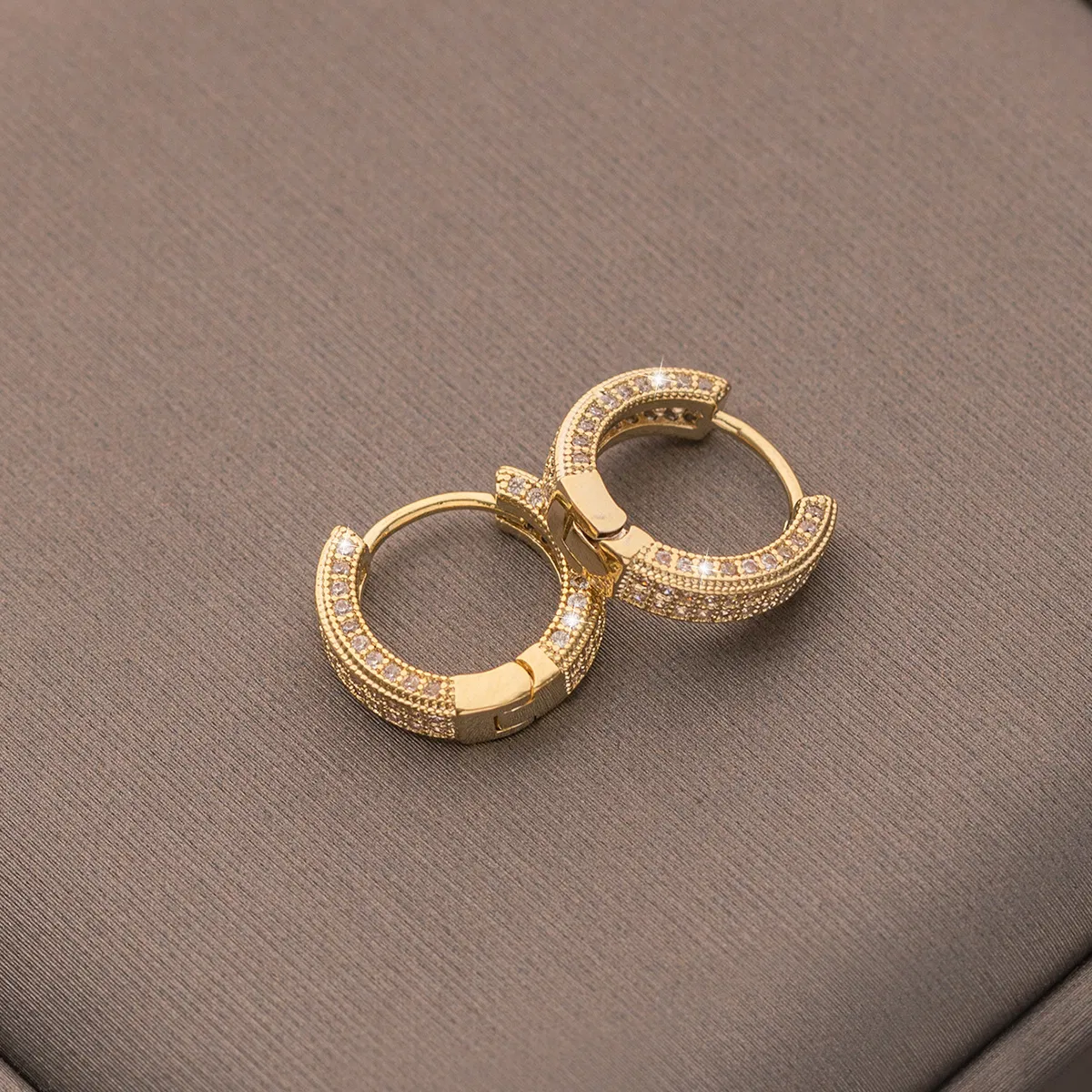 14K Gold Plated Zirkon Hoop Ohrringe Cuff Hoop Ohrringe Für Frauen Elegant Schmuck Damen Accessoires