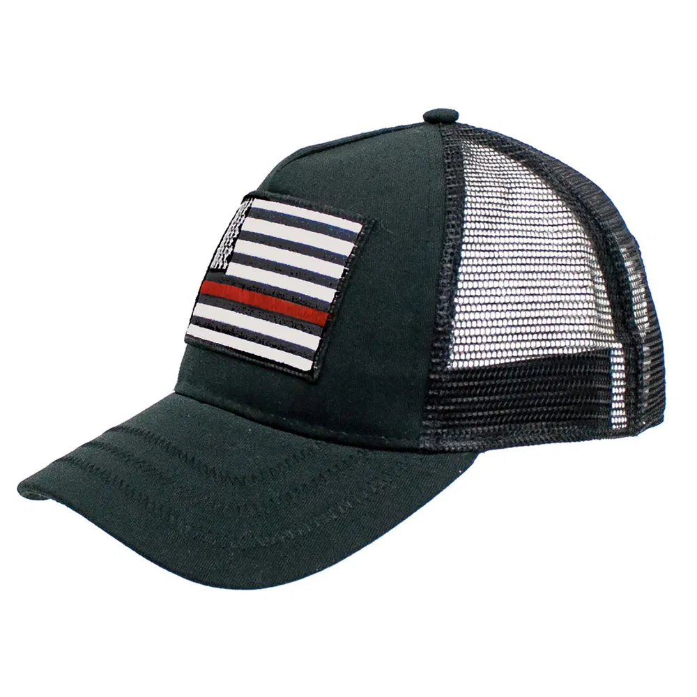 Smoke Cotton Mesh Red Line USA Adjustable Trucker Hut