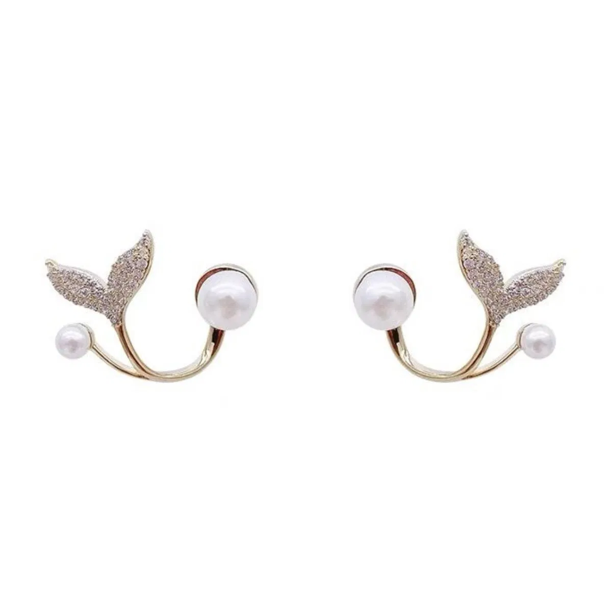 Damen Design Sense Fishtail Pearl Ohrringe Licht Luxus Elegant Persönlichkeit Ohrringe Perfekt für Geschenke