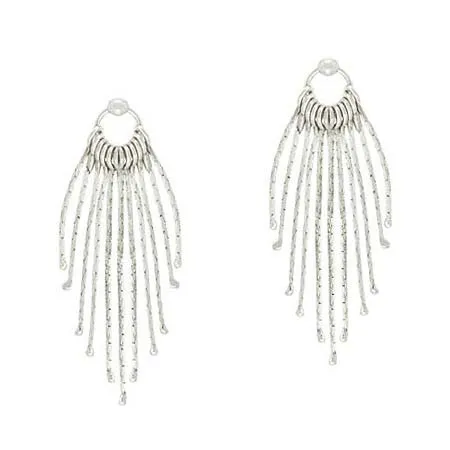 Sterling Silver Chain Bead Hoop Chandelier Ohrringe