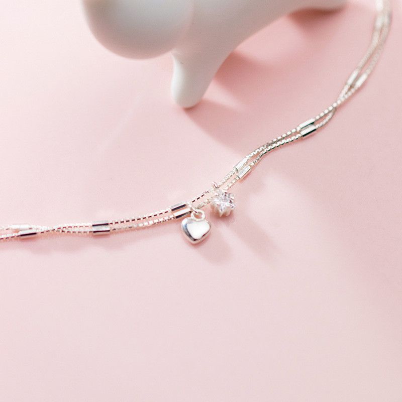 Silber Armband weibliche Mode Liebe eingezogen Diamant