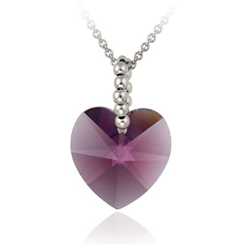 Sterling Silber Amethyst Swarovski Elemente Herz Anhänger