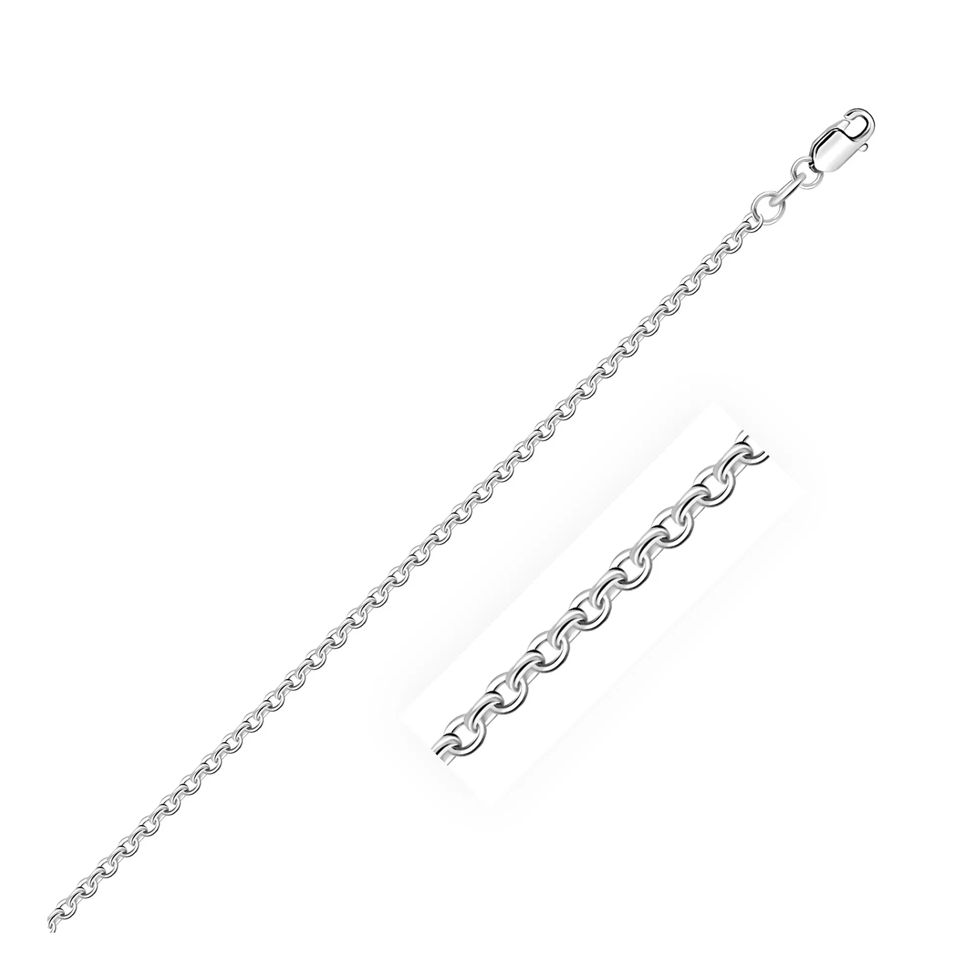 14 Karat Weißgold Diamant Cut Cable Link Kette 1,8 mm