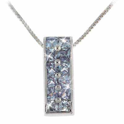 Sterling Silber Lavendel Cubic Zirkonia Rechteck Anhänger