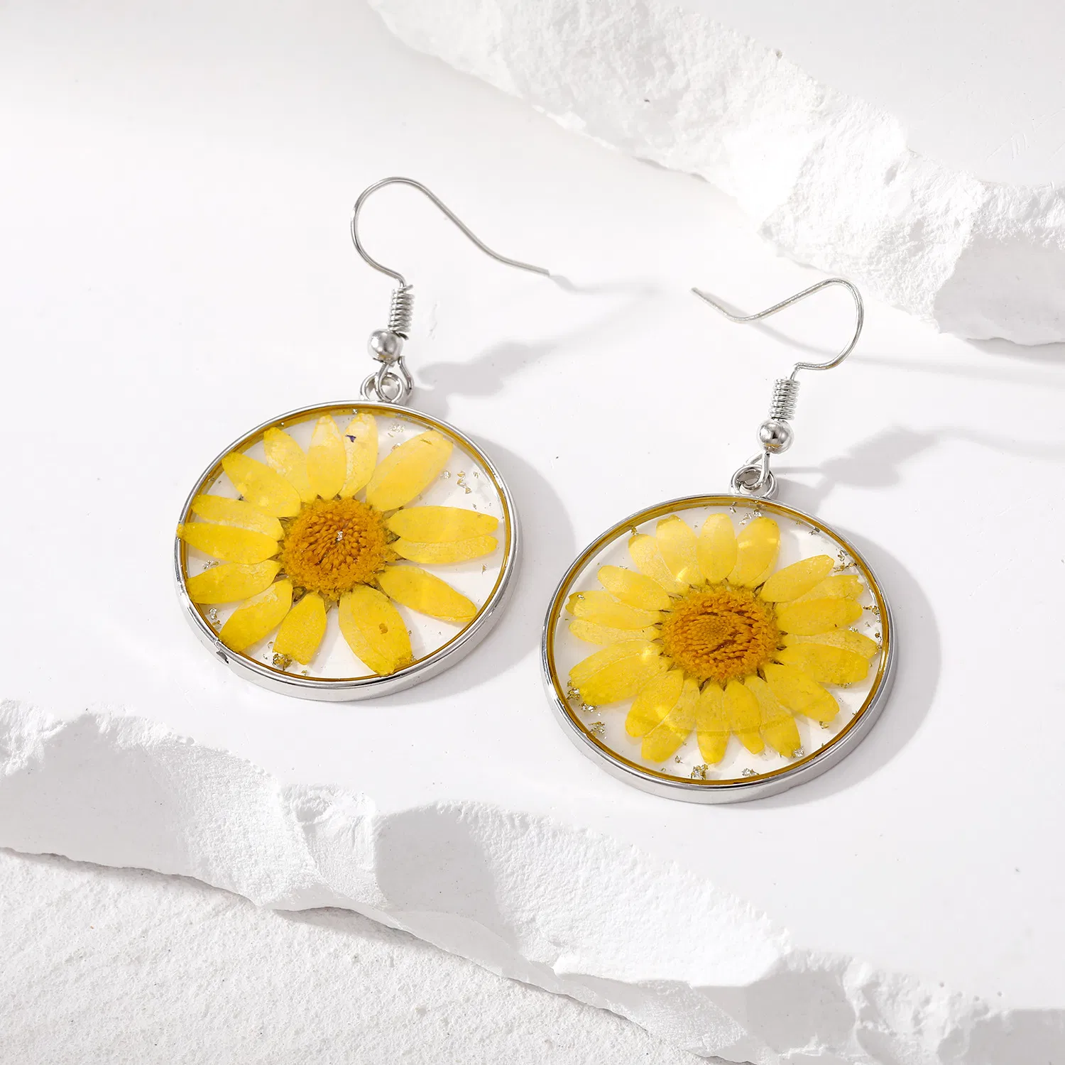 Transparente personalisierte Mode Retro einfache kleine natürliche trockene Blumen Ohrringe