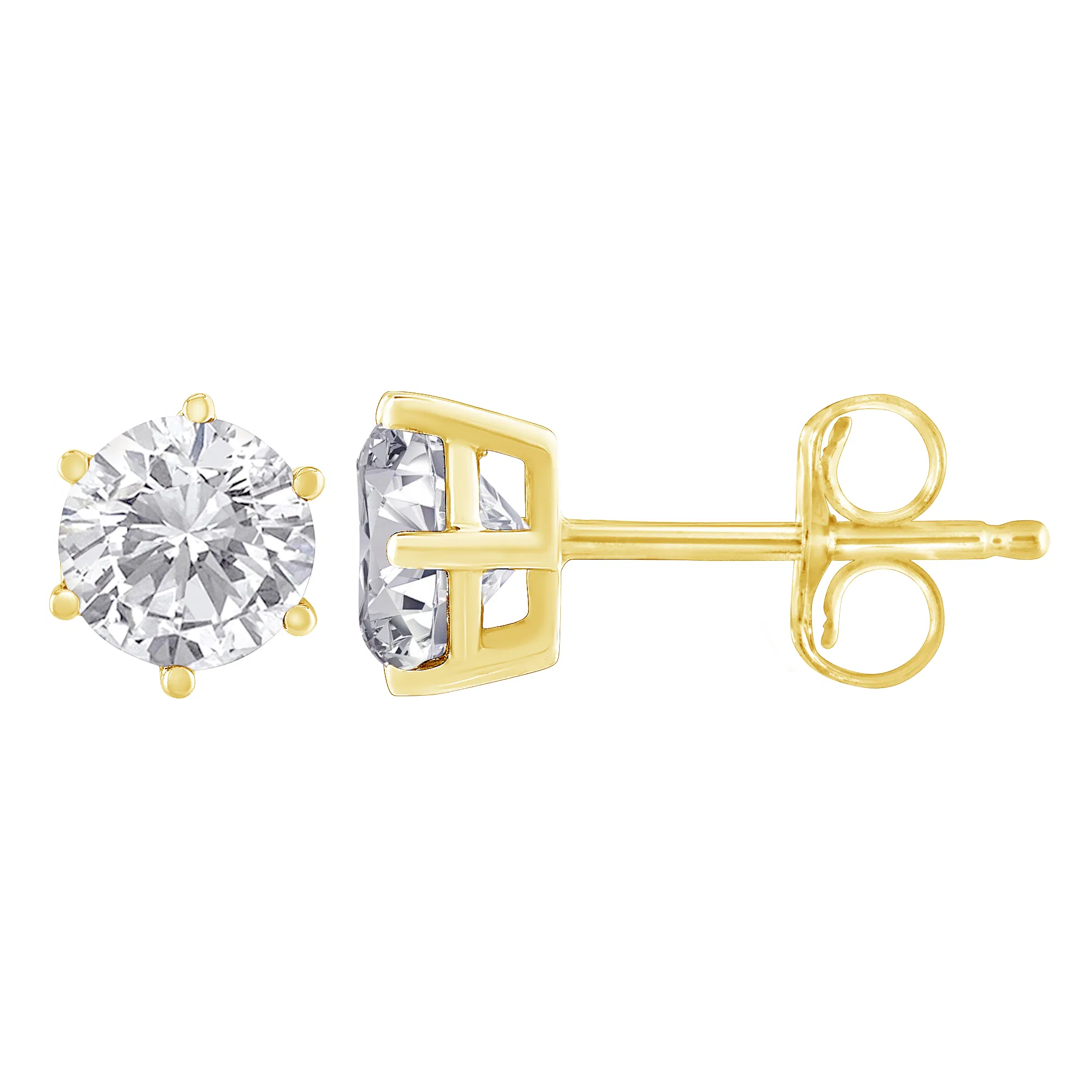 14K Gelbgold 0,30 Cttw Round Brilliant-Cut Near Farbless Diamond Classic 6 - Zählige Stud Ohrringe (J-K - Farbe, I2 - I3 Klarheit)