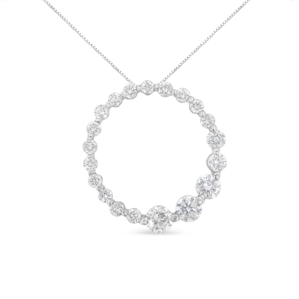 10K Gelbgold Round Cut Diamond Circle Sparkle Pendant Kette (1.00 cttw, H-I Farbe, I1 - I2 Klarheit)