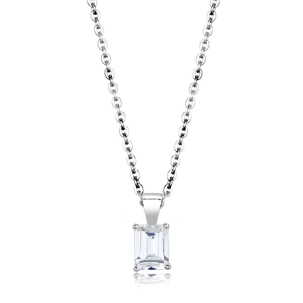 LO4172 - Rhodium-Brass - Kettenhänger mit AAA-Klasse CZ in Clear