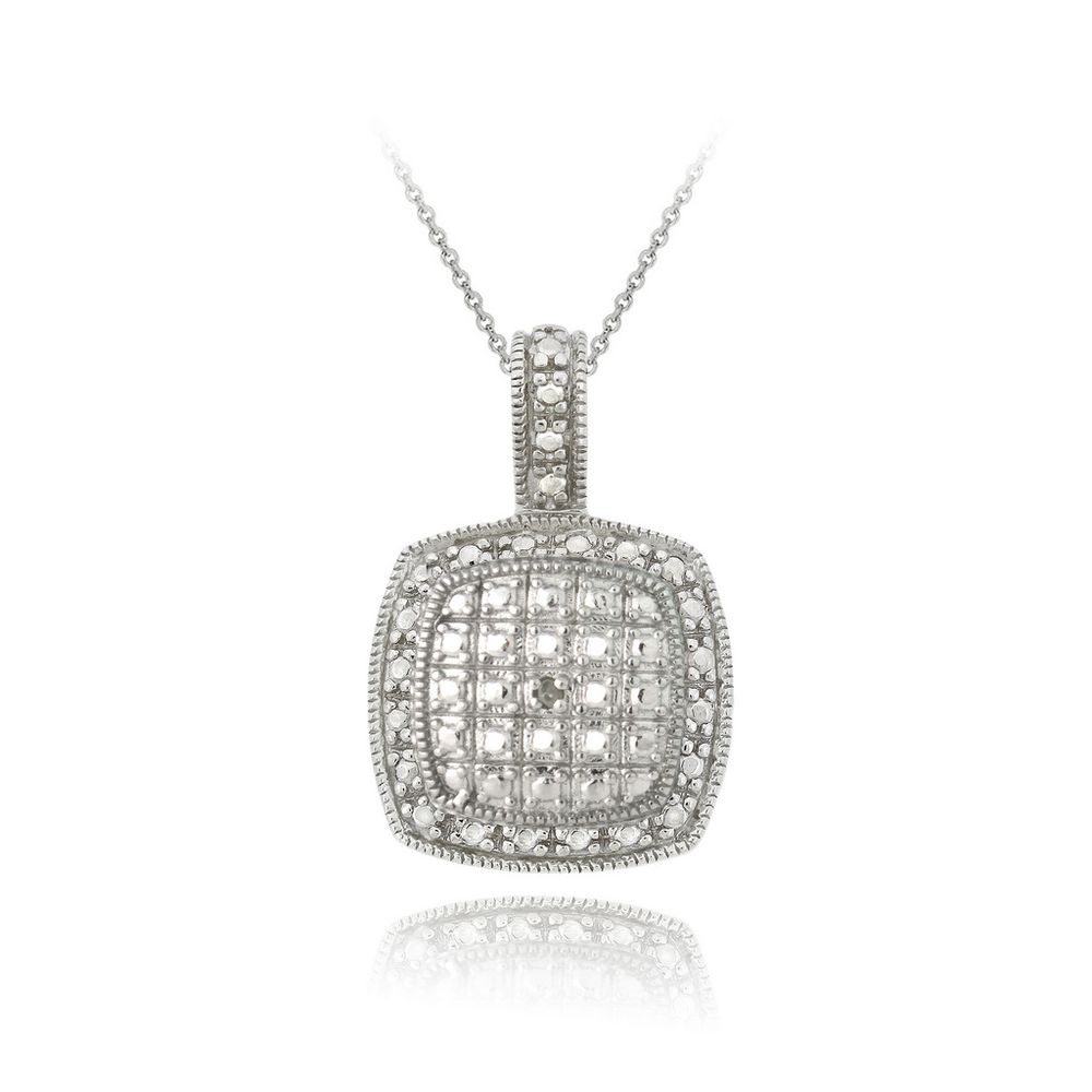 Sterling Silber Diamant Akzent Square Halskette