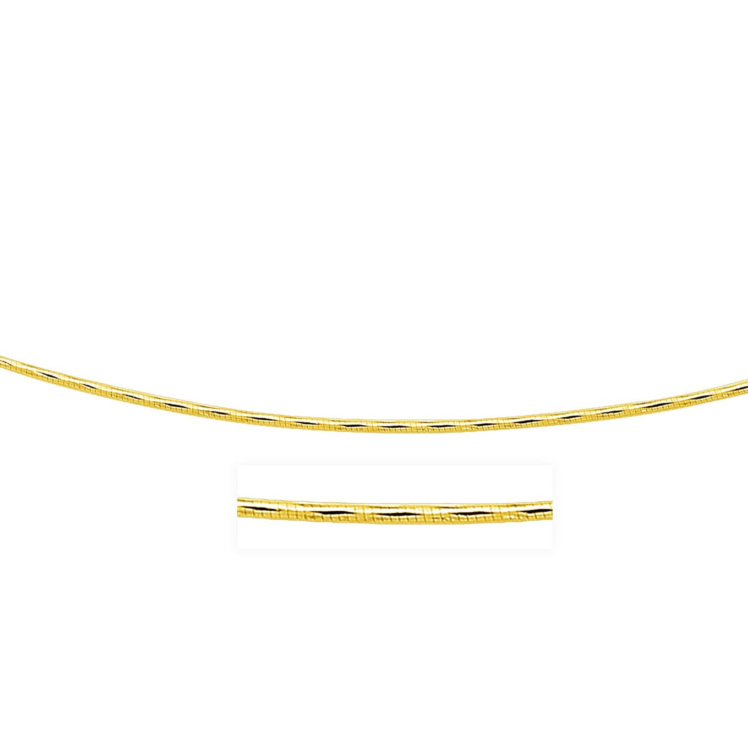14 Karat Gelbgold Omega Round Kette mit Diamant-Schnitten (1,5 mm)