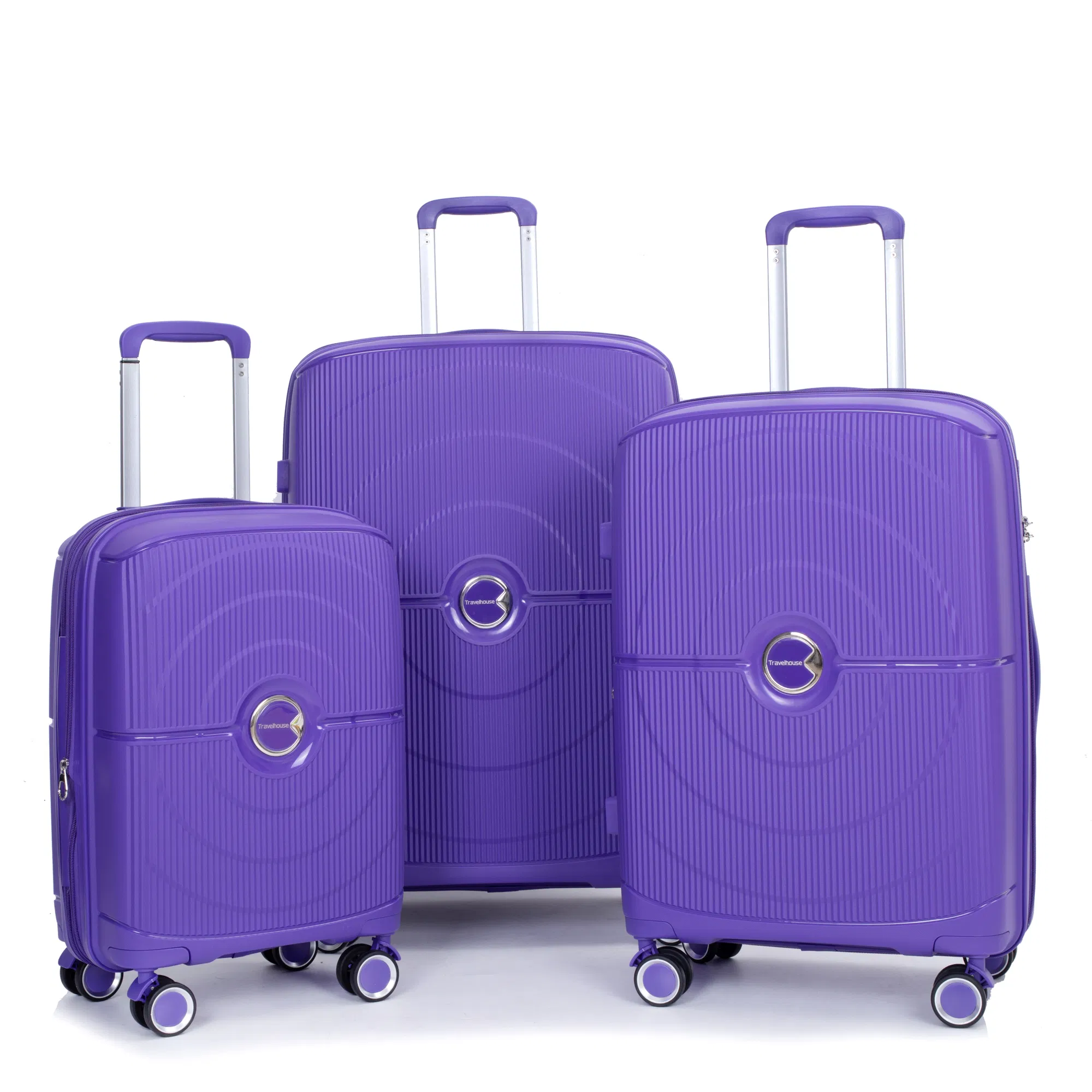 Erweiterbarer Hardshell Koffer Doppelspinner-Räder PP Gepäckset Leichtgewicht Langlebiger Koffer mit TSA-Lock, 3 - teilige Set (20 / 24 / 28), Purple