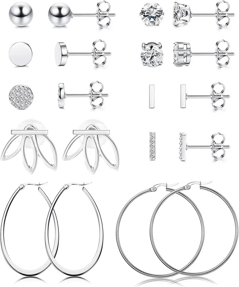 10 Paare Ohrringe Ball Stud Ohrringe Bar Disc Stud Ohrringe Oval Hoop Ohrringe Ohrring Jacken Hoop Ohrringe für Frauen