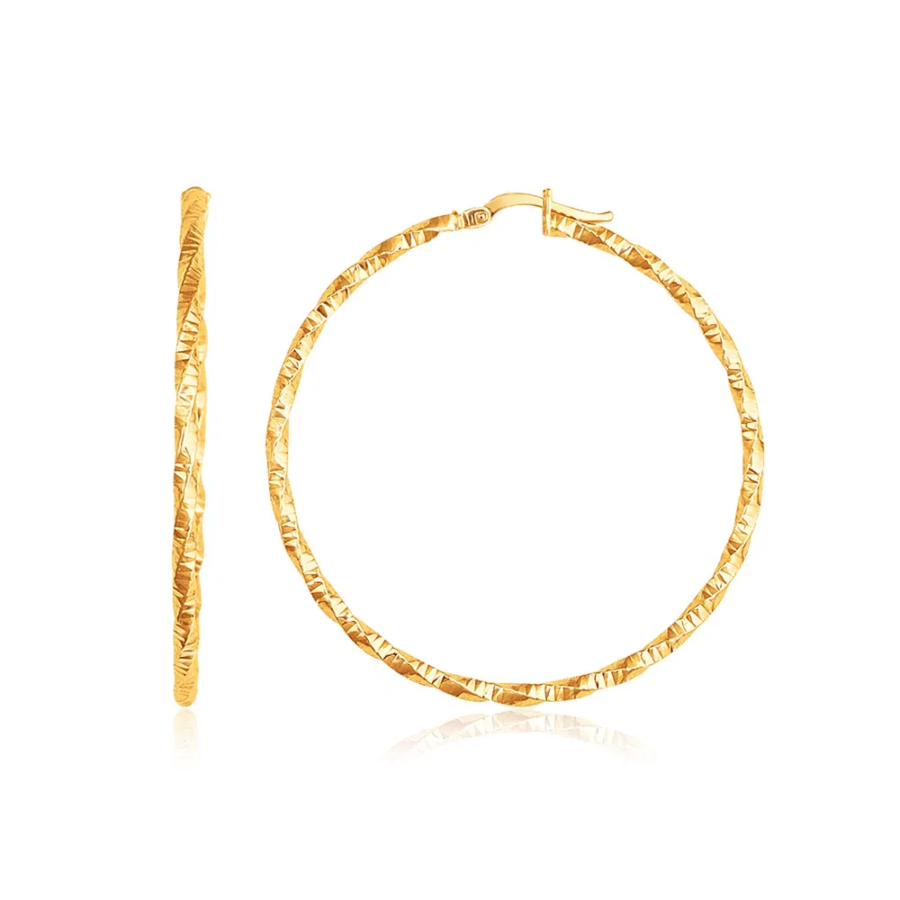 14 Karat Gelb-Gold - Muster-Hop - Ohrringe mit Twist-Design (2x45mm)
