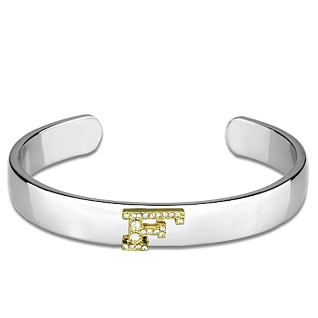 LO3616 - Umkehr Zwei-Ton - Weißmetall Armband mit Top-Grade - Kristall in Clear