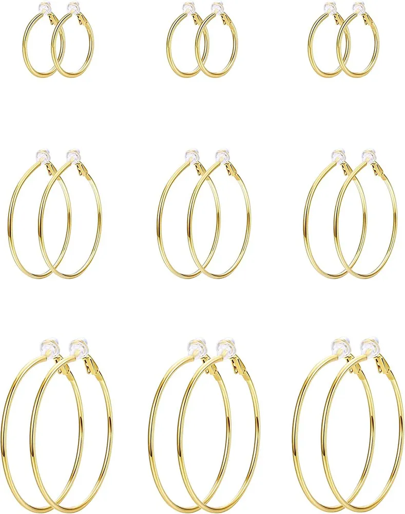 9 Paare 316L chirurgische Clip On Hoop Ohrringe für Frauen Fake Ohrringe Hoops für nicht durchbohrte Ohren