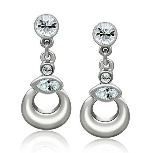 LO1989 - Rhodium-Weißmetall - Ohrringe mit Top-Grade - Kristall in Clear