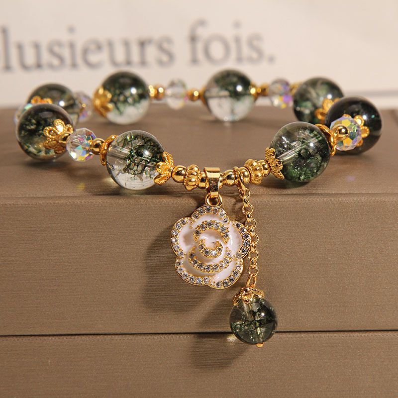 Green Ghost Crystal Armband Weibliche Rose Anhänger