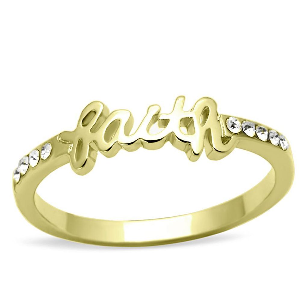 LO3967 - Flash Gold Brass Ring mit Top-Grade - Kristall in Clear