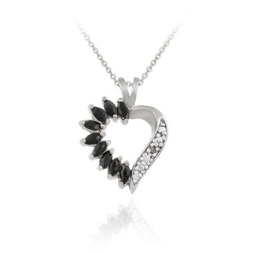 Sterling Silber 1ct Sapphire & Diamond Accent Heart Kette