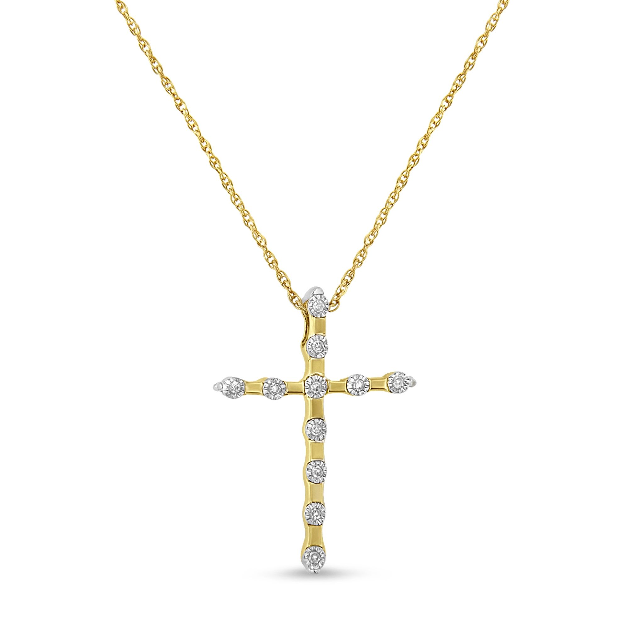 14 Karat Gelbgold Plated .925 Sterling Silber Wunder Set Diamant Akzent Kreuz 18