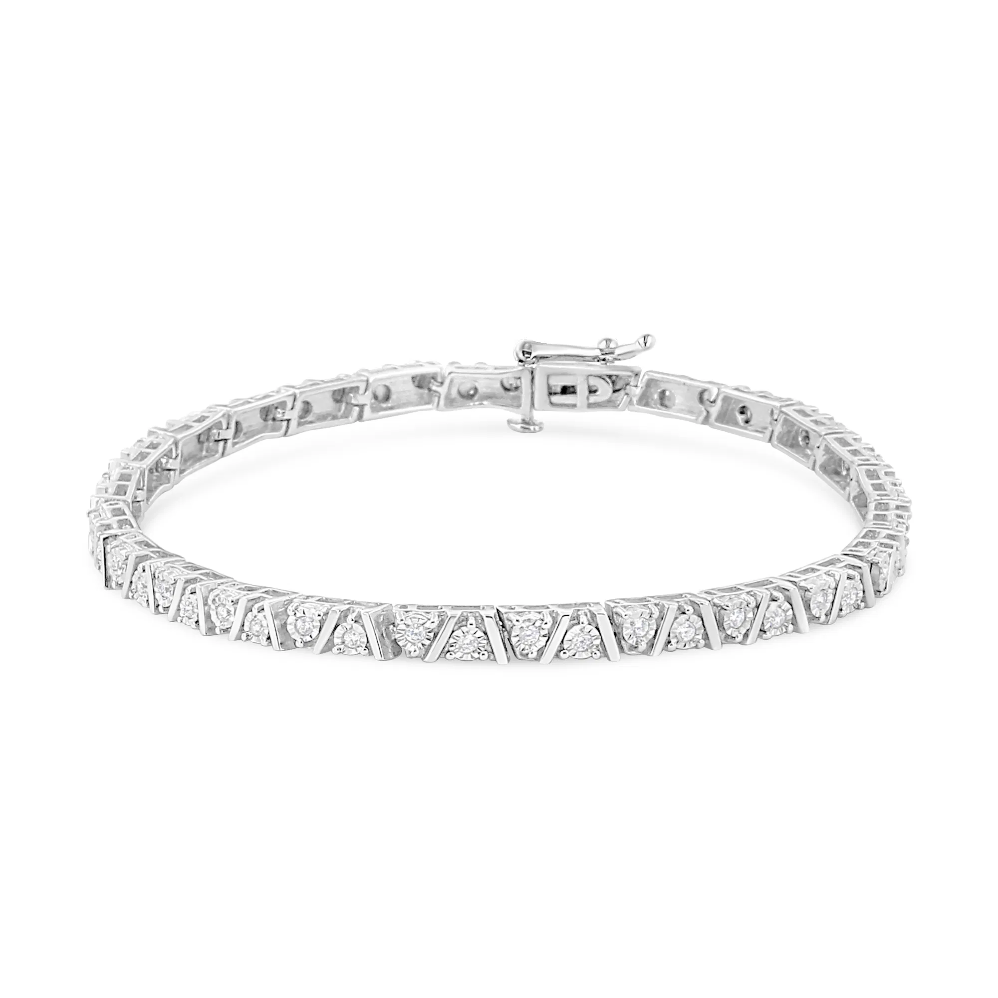 .925 Sterling Silber 1 / 4 Cttw Miracle-Set Diamant Modern Tennis Armband (I-J Farbe, I3 Klarheit) - Größe 7,25