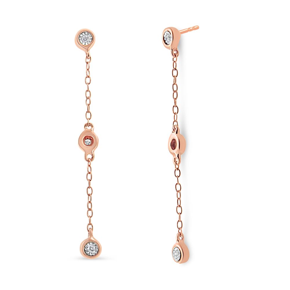 10 Karat Rose Gold Plated .925 Sterling Silber 1 / 15 Cttw Diamant Dangle Ohrring (I-J Farbe, I3 - Promo Klarheit)