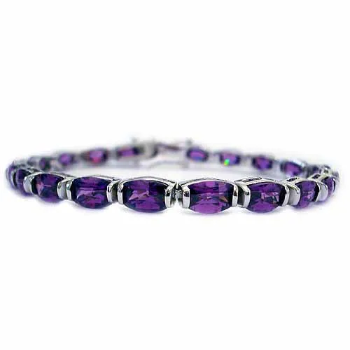 Sterling Silber Armband mit simuliertem Amethyst (CZ)