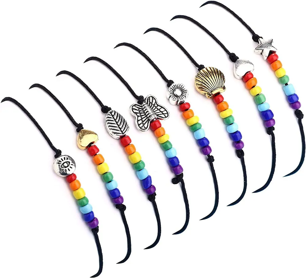 8pcs Stolz Armband Lgbtiq Zubehör Regenbogen Armbänder Lesbische Stolz Geschenk Freundschaft Handgemachte Schnur Armbänder